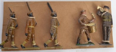 JOHILLCO: A set of 3x c1935 Johillco Abyssinian Infantry lead soldiers,