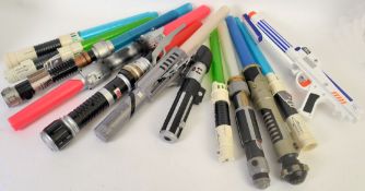STAR WARS; A collection of 12x Star Wars toy weapons (11x Lightsabers and 1x blaster ) Each unboxed,