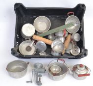 DOLLS ITEMS: A collection of vintage aluminium dolls house (large scale) accessories / kitchen