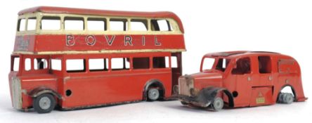 MINIC TOYS: An original vintage Minic tinplate clockwork Triang double decker bus,