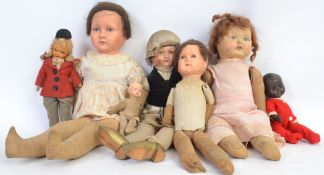 DOLLS: A good collection of 7x assorted vintage dolls to include;