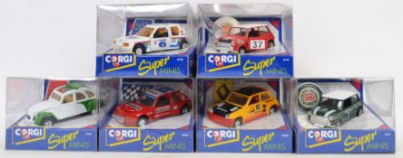 CORGI: A collection of 6x boxed Corgi ' Super Minis ' diecast model cars - 96166, 94183, 94160,