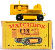 MATCHBOX LESNEY: An original vintage diecast model Matchbox Series Lesney No. 8 Caterpillar Tractor.