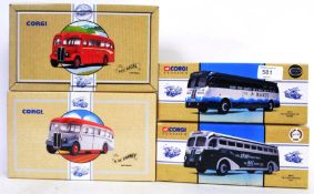CORGI CLASSICS: A collection of 4x Corgi Classics diecast model buses, each boxed; 97187, 98473,