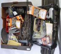 N GAUGE; A HUGE box of assorted N Gauge railway trainset accessories, comprising of track,