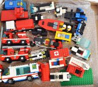 LEGO; A tray of assorted vintage loose (mostly vintage) Lego to include System, City, Town, Fire,
