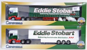EDDIE STOBART: Two Cararama Limited Edition ' Collectible Hauliers ' Eddie Stobart lorries.
