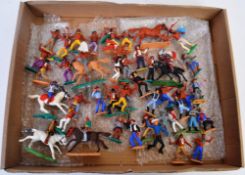 TIMPO: A collection of approx 50x assorted vintage plastic Timpo Cowboys & Indians figures.