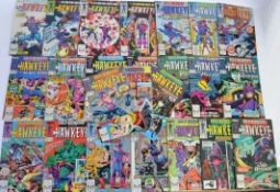 COMIC BOOKS: HAWK EYE: 24x original vintage Marvel Comics Hawk Eye comic books,