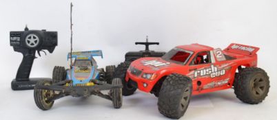 RC CARS: A vintage Tamiya radio controlled car ' Fox ' along with a HPI engine ' Rush Evo ' radio