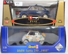 1:18 SCALE: Two original 1:18 scale diecast model classic cars; Revell 08828 BMW Isetta 250,