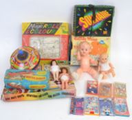 TOYS & GAMES: A collection of vintage assorted toys and games (and other items) to include;
