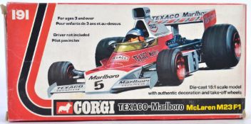 CORGI: An original vintage Corgi diecast model 191 McLaren M23 F1 racing car Texaco - Marlboro.