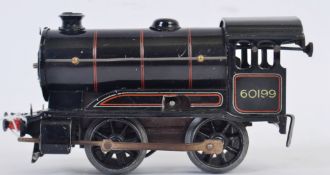 HORNBY: An original vintage clockwork tinplate Hornby 0 Gauge 60199 black livery railway trainset