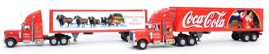 MATCHBOX DINKY: 2x Matchbox Dinky Collectibles articulated diecast model trucks - both Christmas