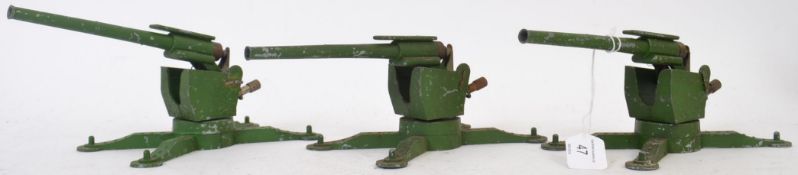ASTRA TOYS: A collection of 3x rare Astra Toys large scale metal Anti Aircraft guns.