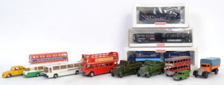 DIECAST: A good assortment of diecast models to include a vintage Dinky Toys truck (repainted)
