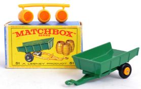 MATCHBOX LESNEY: An original vintage diecast model Matchbox Series Lesney No. 51 Tipping Trailer.