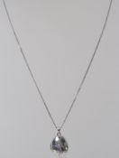 A ladies silver locket forget me not necklace.