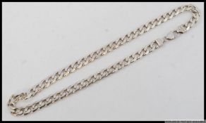 A contemporary chunk silver Italian mens chain linked necklace with clasp marked Italy 925.