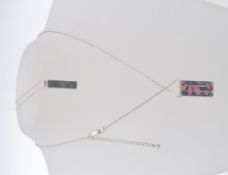 2 silver 925 ladies necklaces, one with ingot pendant,