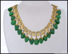 A spectacular early 20th century good quality Czech / Bohemian green glass yellow metal and green