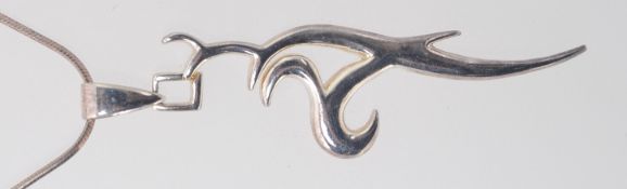2 ladies silver brooches, one of Arabic form with crescent moon and sword,