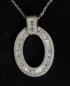 A silver and CZ pendant necklace on silver chain. Total weight 7.8g.