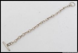A 20th century silver belcher chain linked bracelet with bar and hoop toggle clasp. Total weight 13.