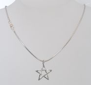 A fine Omega linked silver necklace with star pendant. Stamped for KH 925. Total weight 10g.