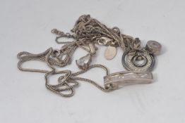 Four 925 silver necklaces with clear gem set stone pendants. Weight 17.6g.