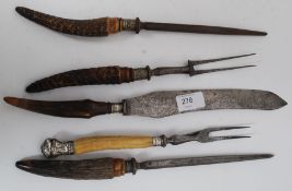 Horn handled carving tools, to include k