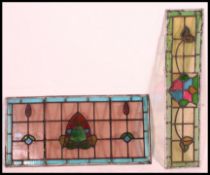 Two Edwardian leaded stained glass windo