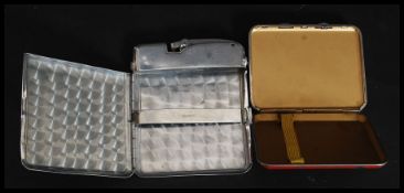 A Ronson cigarette case and lighter combo along with a ladies compact cigarette case combo.