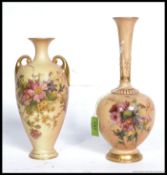 2 Royal Worcester Ivory blush vases, both af.