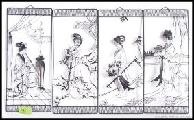 A collection of three fret pierced pictures being entirely constructed from metal along with a