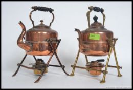 2 good quality Victorian copper spirit kettles,