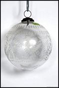 A late 19th early 20th century large engraved and etched Witch ball,