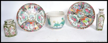A group of 20th Century Oriental ceramics to include hand painted cabinet plates ,