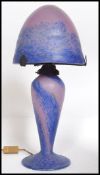 A believed mid century Daum Schneider Pate De Verre mushroom lamp.