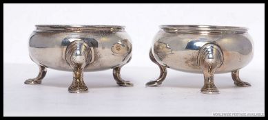 A pair of heavy solid silver antique hallmarked salts.