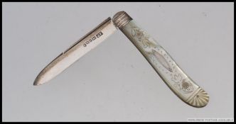 A small hallmarked silver bladed fruit knife / pen knife,