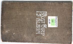 Edwardian postcard album with 144 picture postcards. Good range of street scenes and subjects.