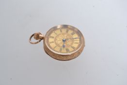An early 20th century 14ct gold pocket - fob watch by Guivre.