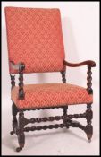 A late 19th century large Carolean revival / Gainsborough style armchair.