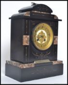 A Victorian marble and slate 8 day mantel clock with silver inscription for M Randle - Platelayers