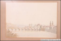 After F. Towne - View of the Moselle. Watercolour painting being framed and glazed.