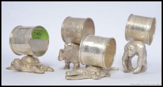 A set of 4x silver plated animal serviette napkin rings