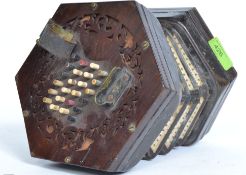 A rosewood and leather Wheatsone 47 key six-fold squeeze box.