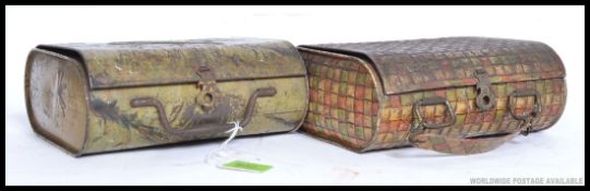 A fabulous pair of early 20th century tin sandwich boxes.